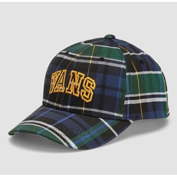 Vans Logo Structured Jockey Hat 6-Panel Green Plaid Unisex OS Curved Bill NWT - Picture 8 of 8